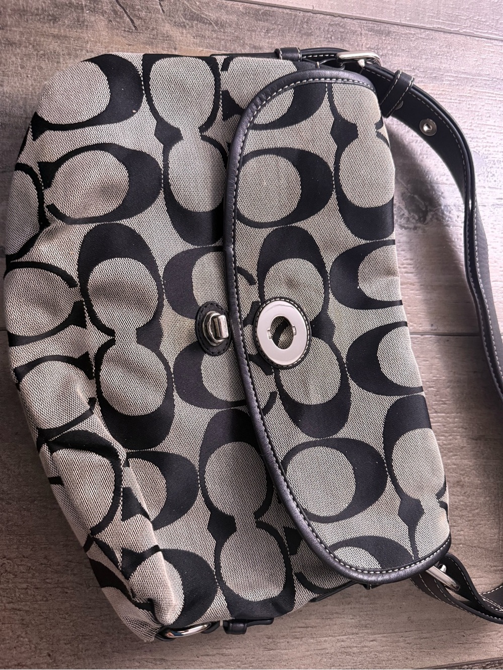 Coach Black and Gray Signature Crossbody Bag